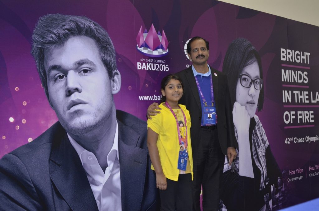 Heroes within World Champions. Navini with her dad Vinay Choudary who is the Founder and Chairman of Tanzania Chess Foundation. Photo credit Kim Bhari.