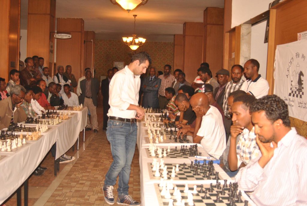 GM Adly Ahmed during the simultaneous. Photo credit unknown