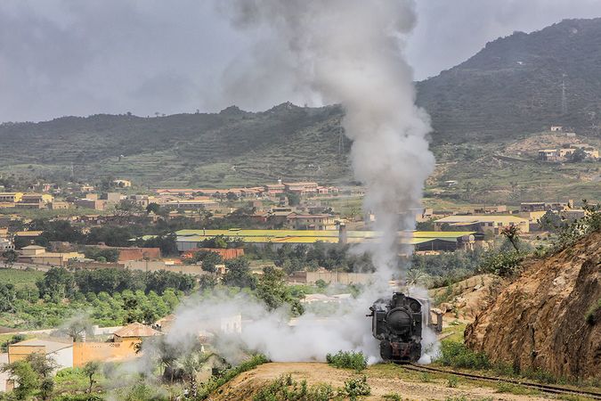 Steam train outside Asmara on the Eritrean Railway. Photo credit www.kiddle.co.