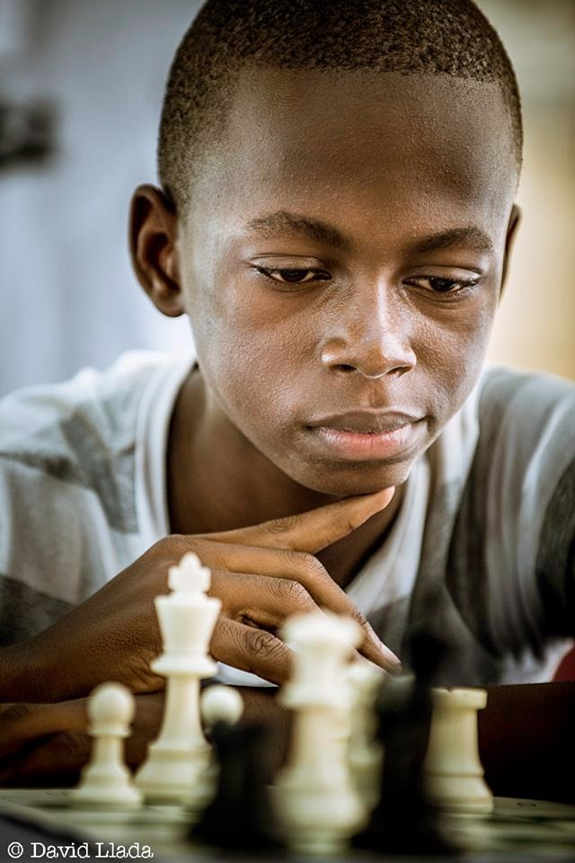 Cleophas Charles of Don Bosco Chess Club in action during the recent Zone 4.2 Team Championship U16 in Mombasa. Photo credit David Llada.