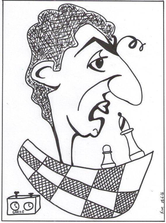 Caricature on former World Champion GM Tigran Petrosian.