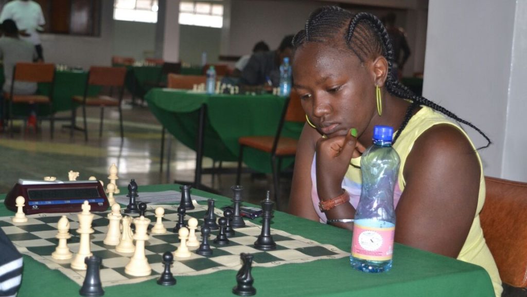 Kenya's top lady player WCM Joyce Nyaruai in action.