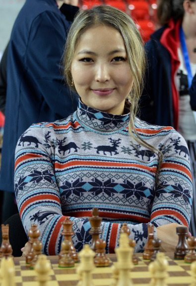 IM Guliskhan Nakhbayeva of Kazakhstan at the 2018 Batumi Olympiad. Photo credit Kim Bhari.