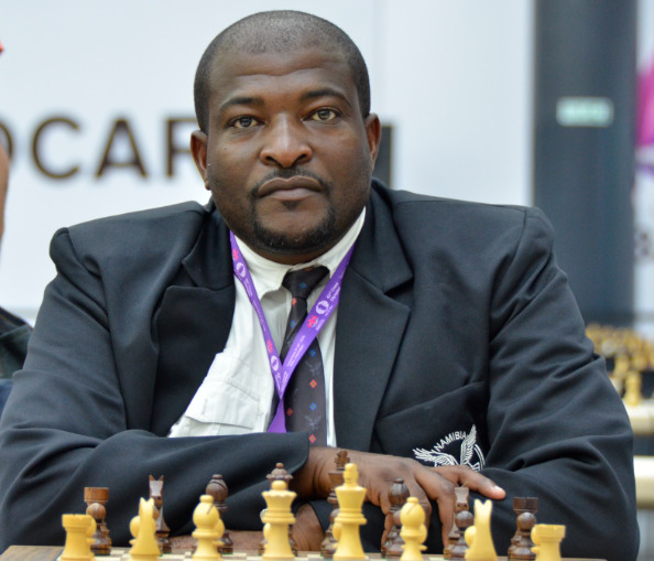 CM Charles Eichab newly elected President of the Namibian Chess Federation in action during the 2016 Baku Olympiad. Photo credit Kim Bhari.
