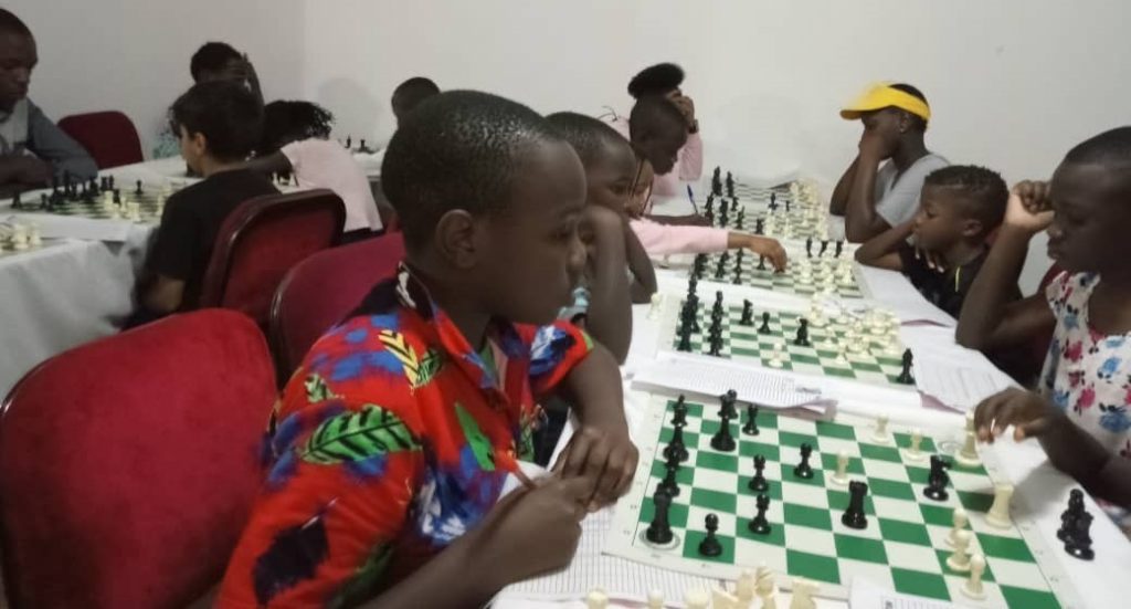 The Junior Section at the 2019 Rwabusheny Open Chess Tournament.  Photo credit Pearl of Africa Chess.