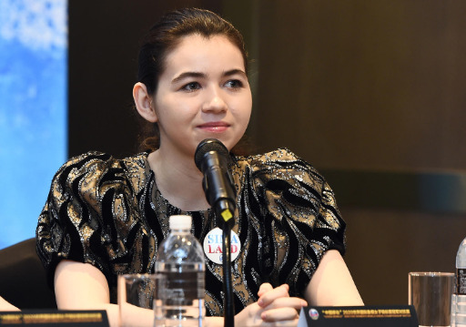 Aleksandra Goryachkina at the Press Conference in Shanghai.