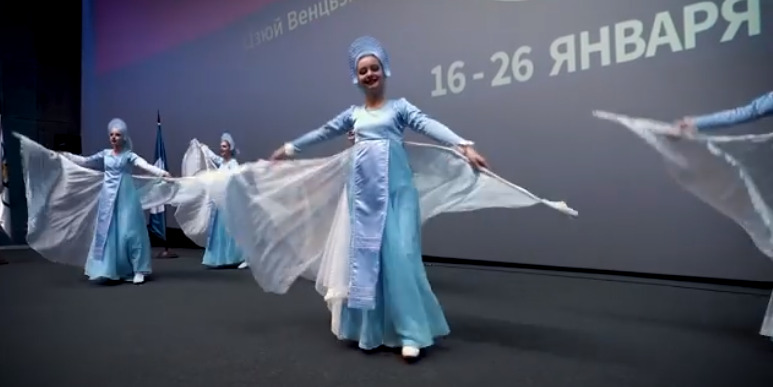 Dancers at the opening ceremony in Vladivostok, Russia.