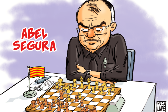 Caricature of Abel Segura the President of L'Escola D'Escacs De Barcelona done by Wada Lupe of http://ajedrezconhumor.blogspot.com.