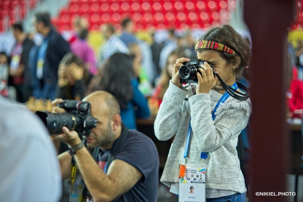 David Llada and daughter Nahui busy at the Batumi Olympiad. Photo credit Przemek Nikiel.