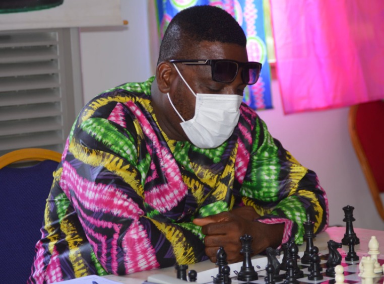 Assagba, Kodjo Mawuli in action during the 2020 Togo National Chess Championship. Photo credit Togo Chess Federation. Photo credit Togo Chess Federation.