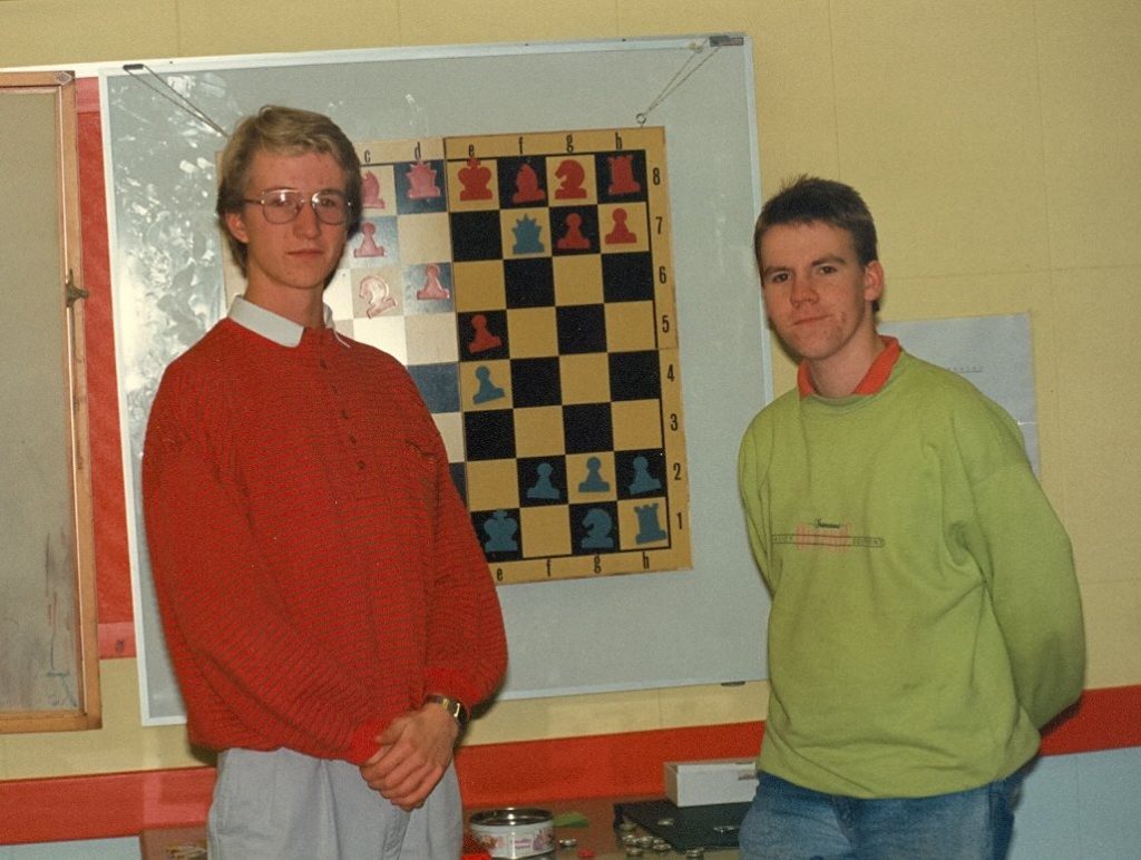 The young Jacob Aagaard (right) with a friend. Photo credit Henrik Mortensen.