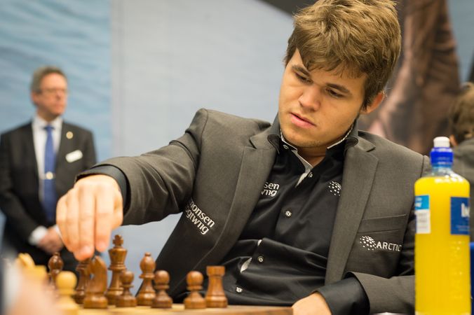 Magnus Carlsen in play during round seven of the 75th Tata Steel, Photo credit www.kiddle.co..