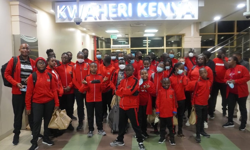Kenya National Youth Chess Team at the airport before their travel. Photo credit Chess Kenya.