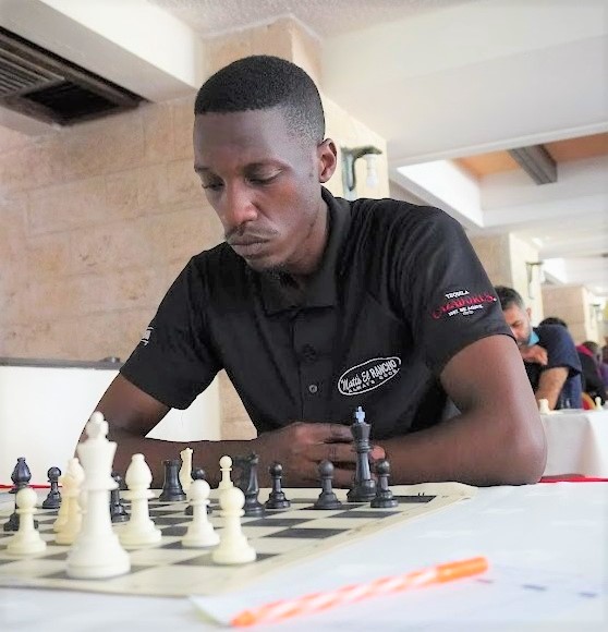 FM Haruna Nsubuga in action during the 2021 Mombasa Open.