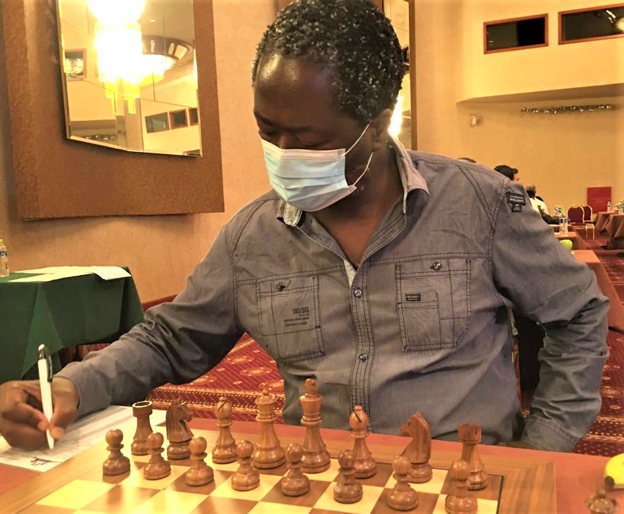CM Ben Magana of Kenya in action during the 2021 World Amateur Chess Championship. He ended up with 6 points out of 9 rounds to end up in 5th place.