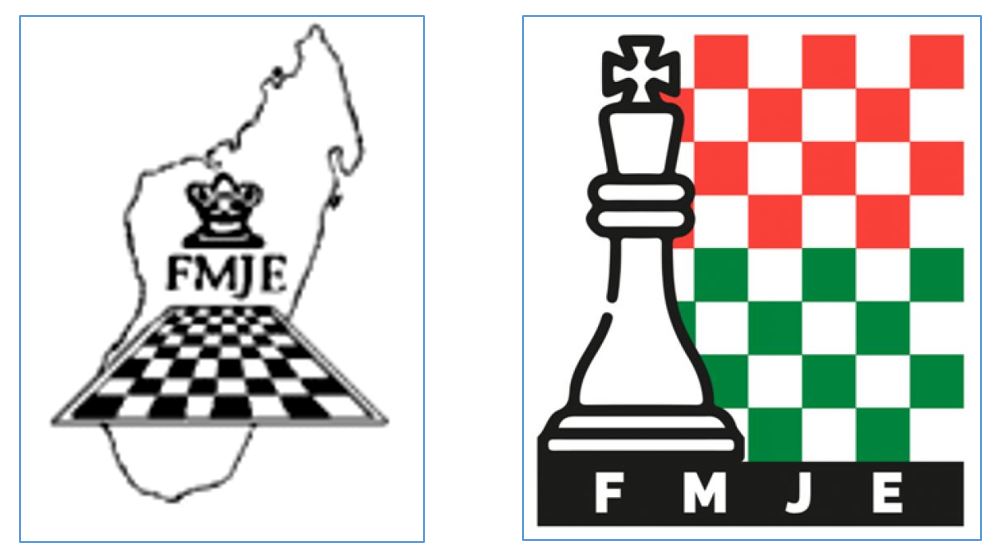 Federation Malagasy du Jeu d'Echecs old logo on the left and the new logo which they introduced in November 2020.