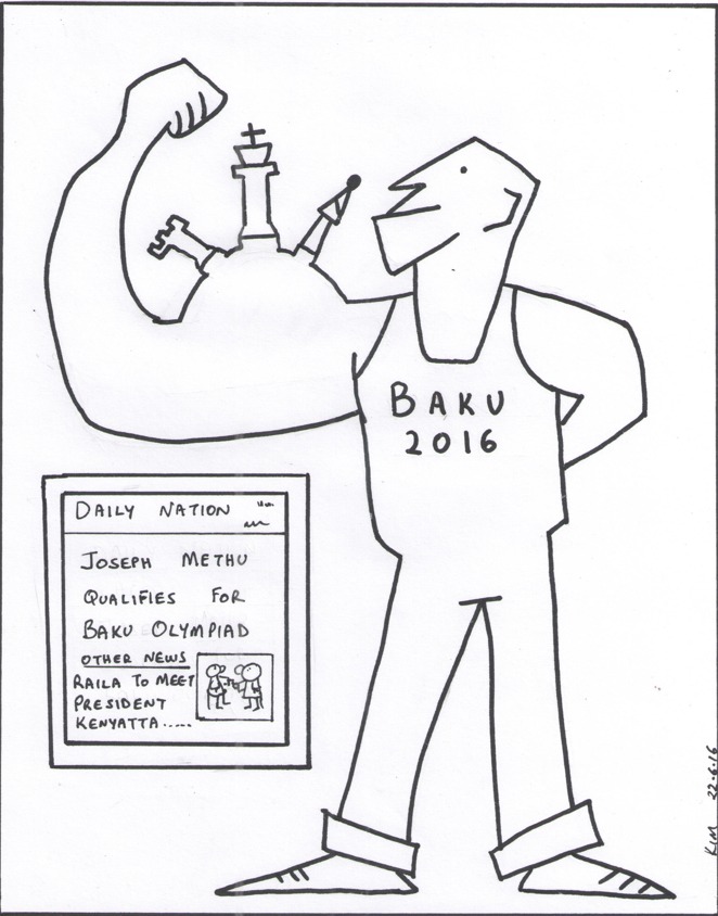 Cartoon on Joseph Methu when when he qualified for the 2016 Baku Olympiad.