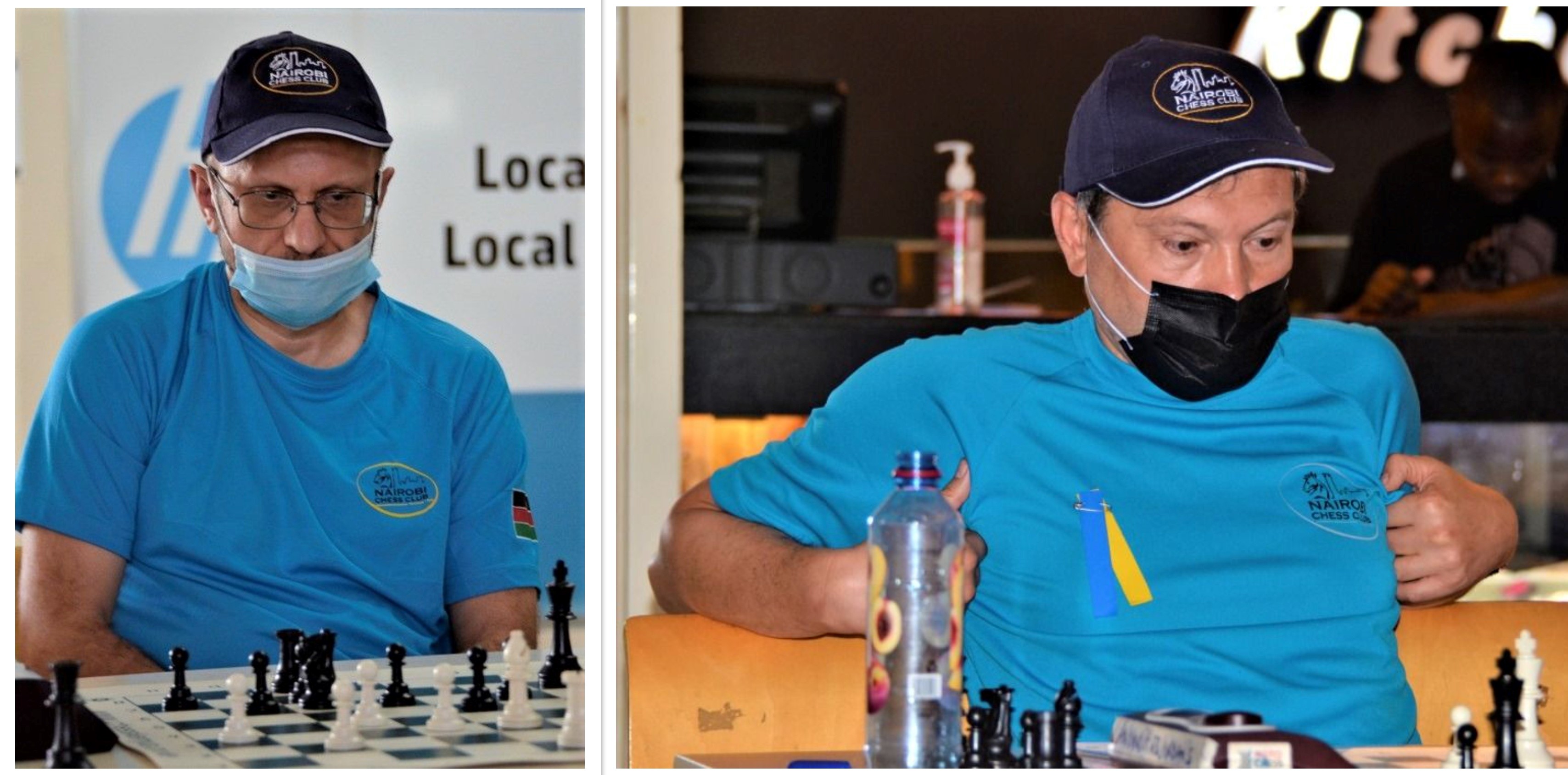 Nairobi Chess Club players from left Viacheslav from Russia and Benjamin (Veniamin) Negru of Romania clearly showing which side he supports in the Russia - Ukraine conflict!