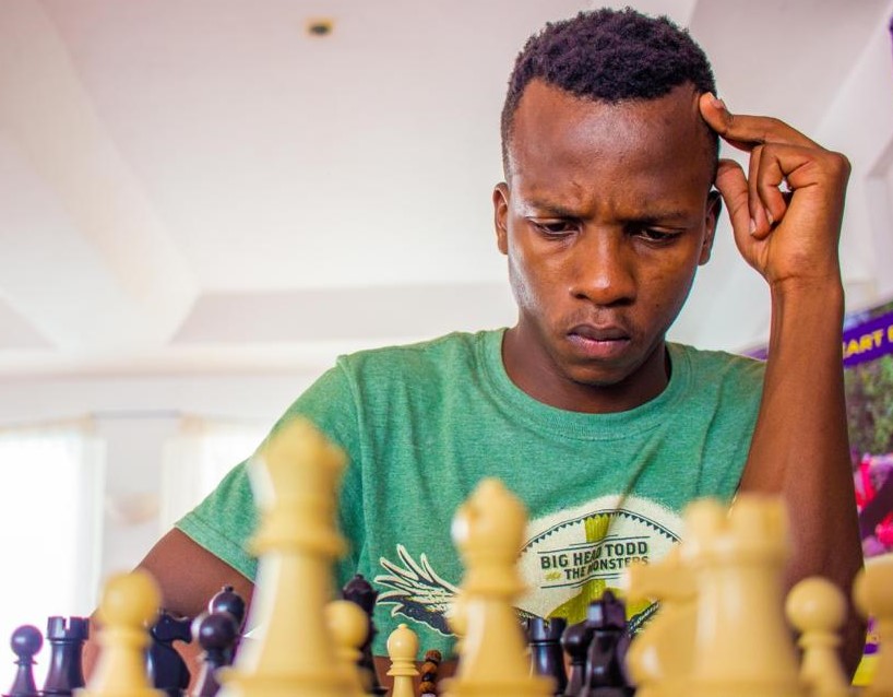 Limbikani Chitundu in action at the EA Open Chess tournament.