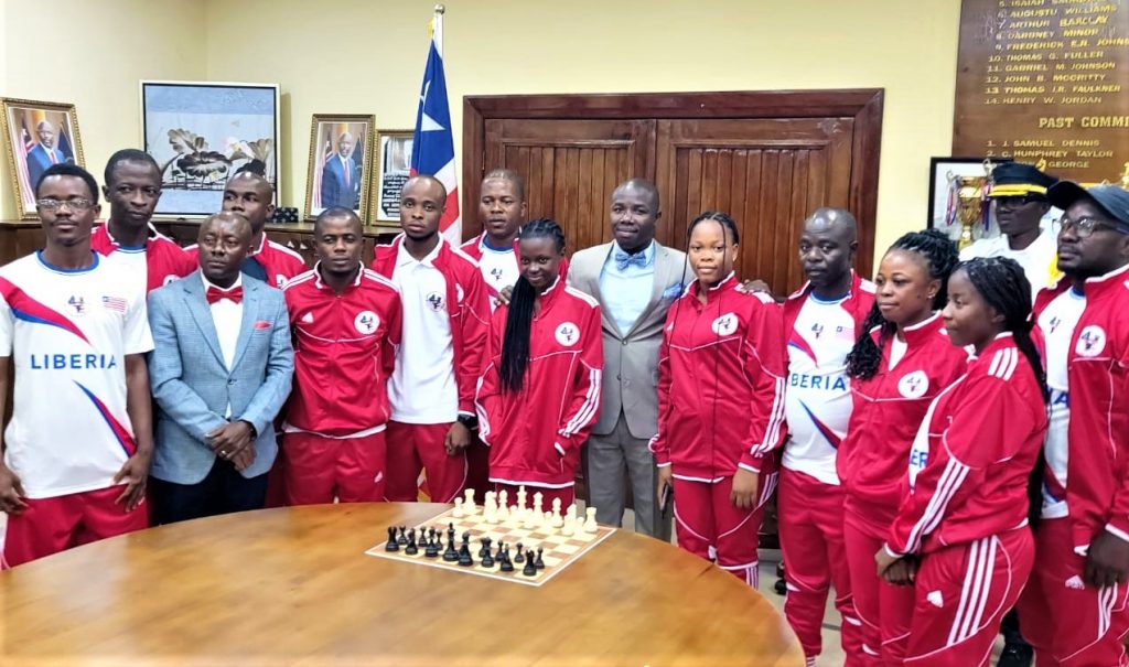 Team Liberia with the Mayor of the City of Monrovia, Hon. Jefferson T. Koijee in the middle.