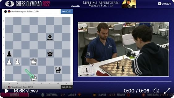 Sam Shankland thought that Robert Hovhannisyan had place Qh1+ and moved his King to c2 which was illegal!