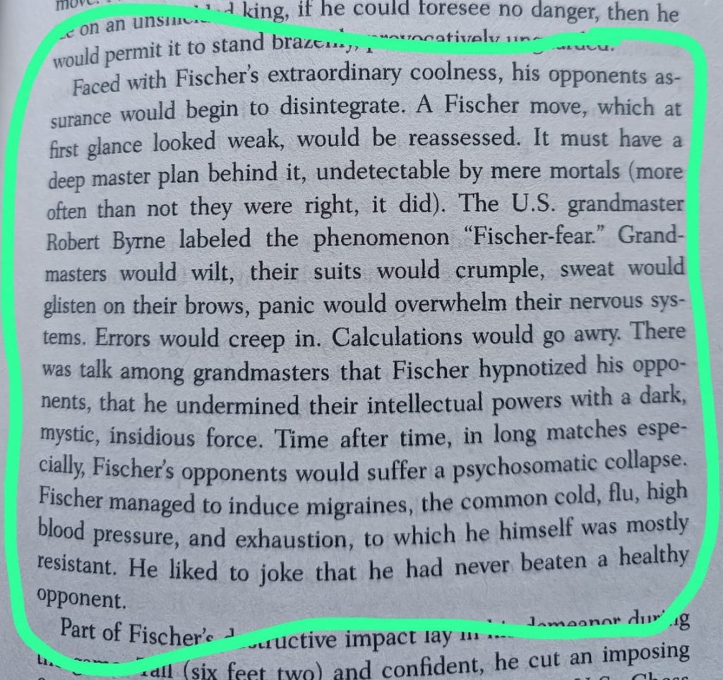 Extract from the book talking about 'Fisher fear'.