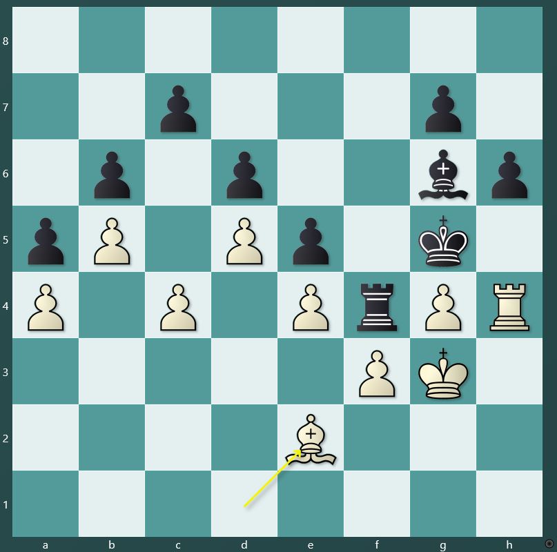 Position after 45. Be2 which was the incorrect move.