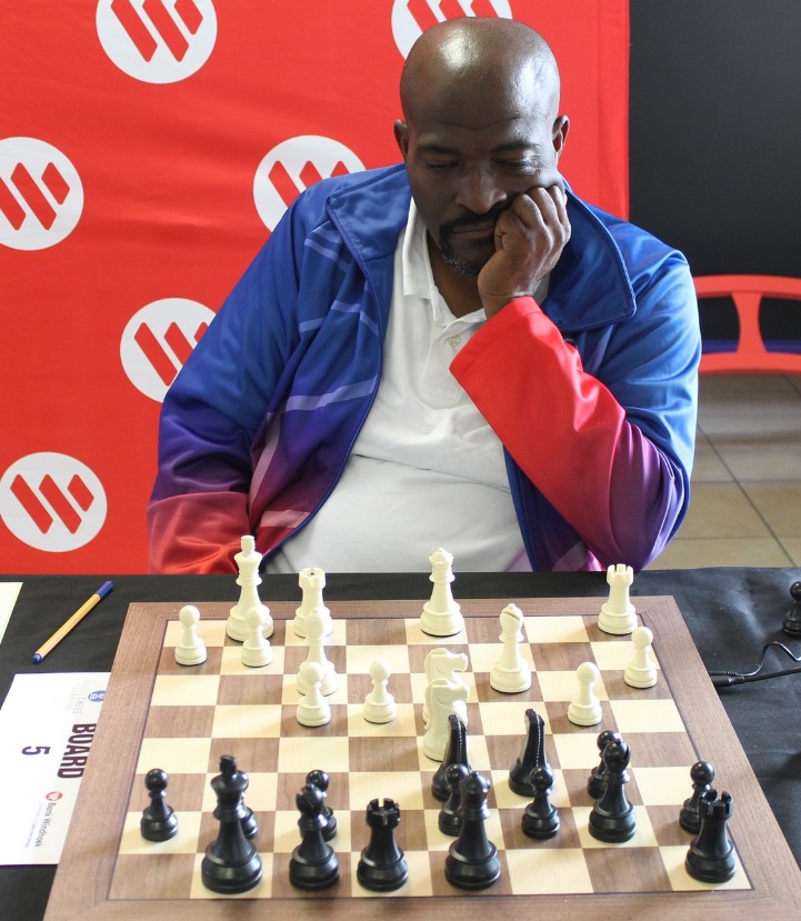 CM Charles Eichab who is an eight time Namibian National Chess Champion in action. He ended up as runners-up in the 2024 edition.